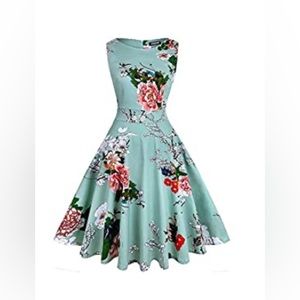 Vintage Inspired Floral Print Dress Ladies Small